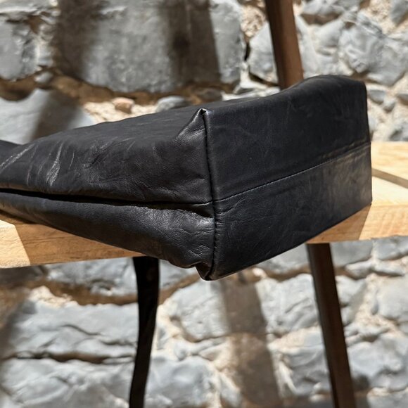 Yohji Yamamoto Black Crinkled Leather Crossbody Bag - Picture 7 of 14